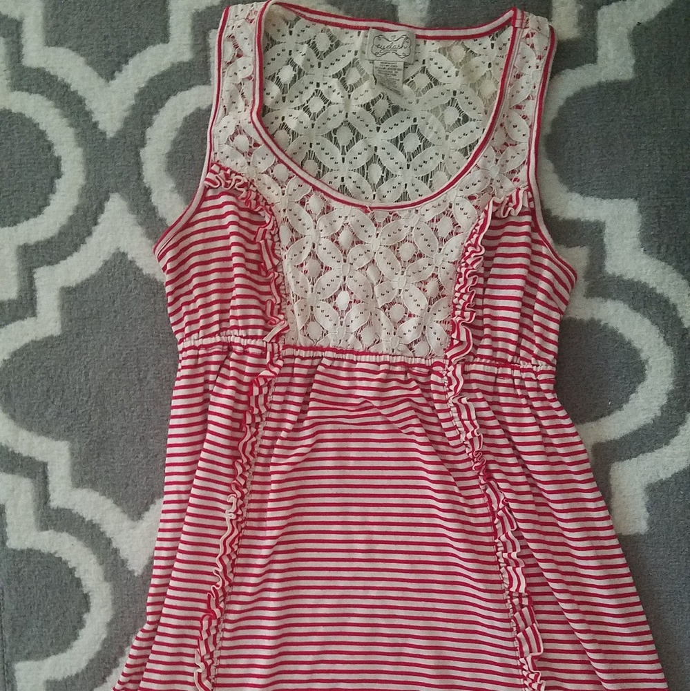 Eyelash Couture striped ruffle dress